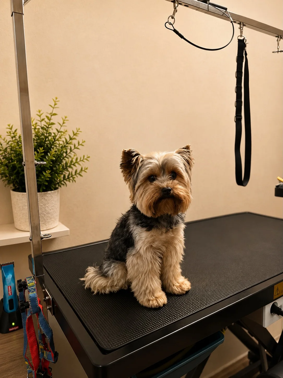 Vorher: derselbe Yorkshire Terrier mit langem, ungeschnittenem Fell